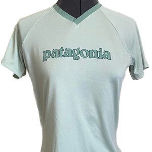 Patagonia Capilene 1 Silkweight S/S Graphic Shirt V-Neck Green XSmall  USA Made